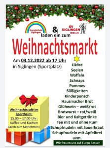 Read more about the article 03.12.22 ab 17 Uhr Weihnachtsmarkt in Siglingen